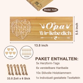 Sanyetral Grandpa Wir liebe dich, Gift for Grandpa Wooden Sign Photo Rope and Wooden Stakes, Grandpa Gift Birthday, Wall Picture Frame Decoration, Large Gift for Grandpa for Birthday
