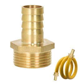 Brass Hose Connector, 19 mm Hose Connector, 1 Inch Male Thread, Connector for Fuel, Air, Water, Gas Pipe, 1 Inch AG x 3/4 Inch Nozzle