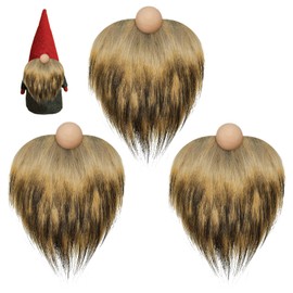 Christmas Gnome Beard, 3 Pieces Faux Fur Fabric Plush Gnome Beard and Wooden Balls Set, Pre-Cut Gnome Figures Beard, Christmas Gnome Accessories, for Christmas Decoration, DIY Crafts (Brown)