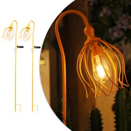 Solar Lights Outdoor Decorative Solar Wire Metal Flower Yard Stake Decorative Path Light for Walkway Pathway Lawn Patio Yard Decorations Yellow 2 Pack