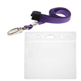 ALG ID Cards® Purple ID Card Badge Wallet - Purple Lanyard Card Wallet - Purple Wallet Lanyard Neck Strap with Metal Clip & Safety Breakaway Release for Pass Holder