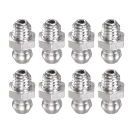 HARFINGTON 8pcs 304 Stainless Steel Straight Grease Fitting M6x1mm Metric Thread Hydraulic Grease Nipple Accessories for Car