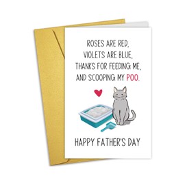 Nchigedy Cat Fathers Day Card for Dad, Funny Father's Day Card from Cats, Thanks for Feeding Me And Scooping My Poo
