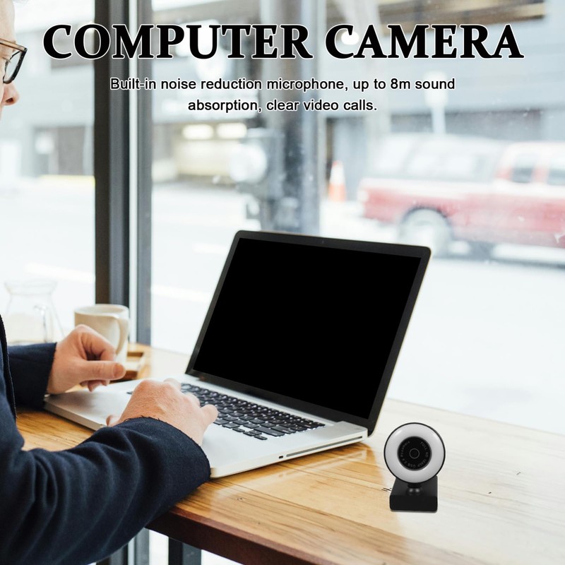 Operitacx Webcam with Ring Light, High Resolution USB Camera with