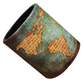 VILLFUL Pu Leather Desk Pen Holder Makeup Brush Pot Vintage Pattern Leather Makeup Brush Holder Stationery Storage