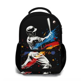 Baseball School Backpack for Kids Boys Girls Sports Theme Boys Back Pack School Bag for Elementary Middle School Baseball Batter Travel Bookbag Lightweight Laptop Student Casual Daypack