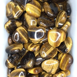 Vxcbad Pack of 15 Gemstones Eteine Heart Crystals Rock Crystal Healing Stones Lucky Stones (Tiger Eye Crystal)