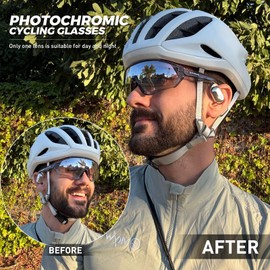 KAPVOE Photochromic Cycling Glasses Men Women Mountain Bike Sunglasses Clear MTB Bicycle Riding 60 silver