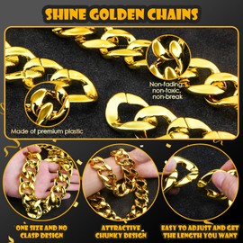 HDXSMJV 8 PCS Big Chunky Necklace,Hip Hop Fake Gold Chain Necklace for Men Women,32 inches Plastic Rapper Fake Gold Chain 80s 90s Punk Style Necklace Costume Accessory Large Jewelry Bulk