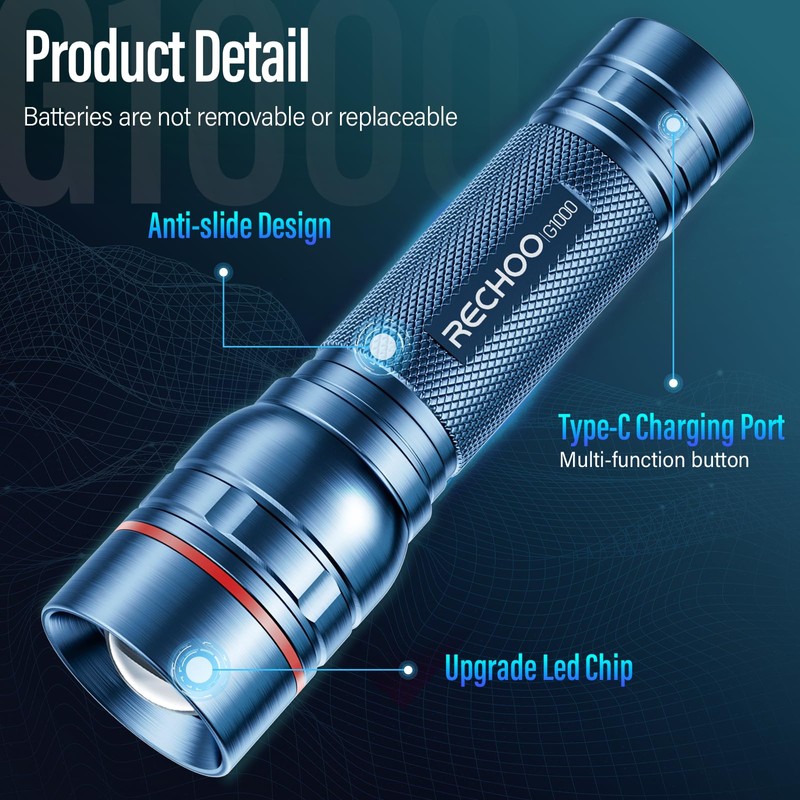 RECHOO Rechargeable Flashlights High Lumens, Super Bright Flash Light 2