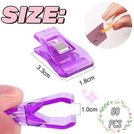 Jindi 60PCS Sewing Clip, Universal Quilting Clip Color Quilting Needle Non-Slip Durable Sewing AIDS DIY Photo Clip Multi-Purpose Clip Finishing documents, Crafts, Binding, Crochet, etc. (3.5X1.8cm)