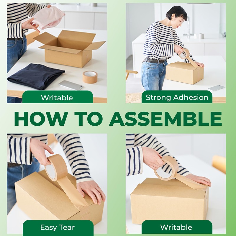 On1shelf® Eco-Friendly Biodegradable Kraft Carton Sealing Tape - 50m Long