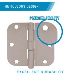 Door Hinges 5/8 Radius 3 1/2 Inch Heavy Duty, Rounded Corners Interior, Quiet Removable Pin, Rustproof Modern Hinges for Bedroom Bathroom Living Room, Keyless Fingerprint Deadbolt (Silver, 18pcs)