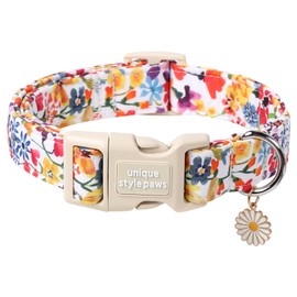 Unique style paws Dog Collar Quick Release Cotton Colorful Flower Collar Gift Durable Cute Collar for Small Medium Large Boys Girls Dogs