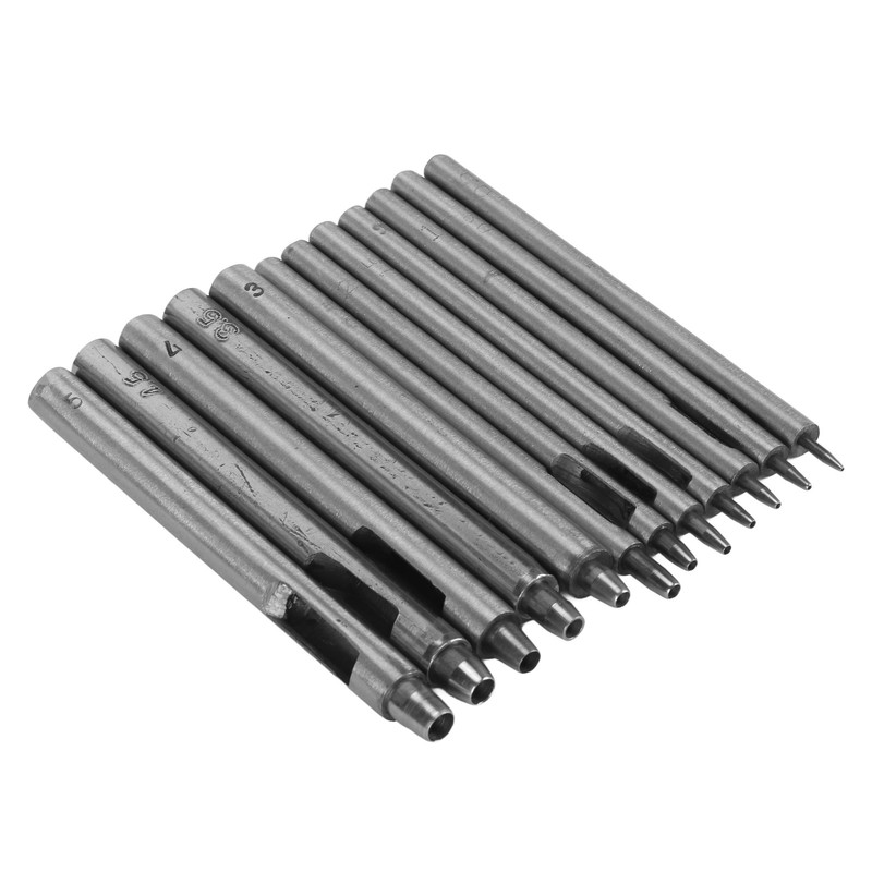 12pcs Leather Hole Punch Cutter 0.5‑5mm Hollow Punch Set for