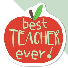 Azeeda 4 x 'Apple for Teacher' White Premium Vinyl Decal Stickers – Waterproof, Durable & Easy to Apply - Ideal for Car Bumpers, Windows, Bins and More (DW00098852)