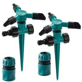 2Pcs Garden Sprinklers, Automatic 360° Rotating Lawn Sprinkler, Large Coverage Area Adjustable Watering System Garden Sprinklers for Yard Garden Lawn