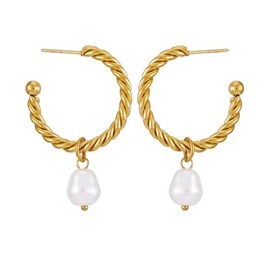 Lucky Brand Real Gold Plated, Imitation Pearl Drop Dangle Earrings