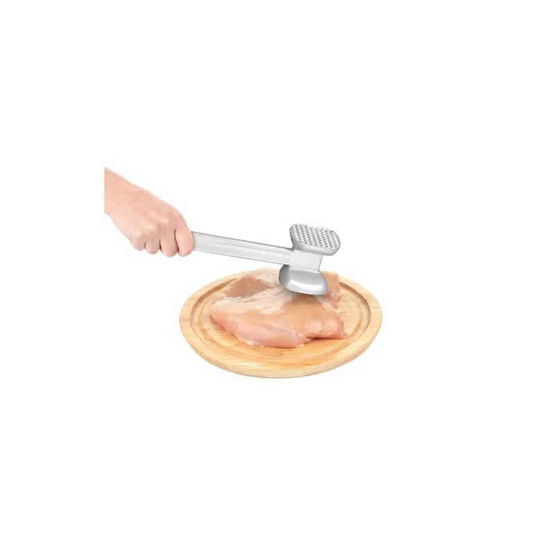 HIC Kitchen Non-Stick Dual-Sided Meat Tenderizer Mallet Marinating Prep Tool,