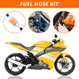 ANBOWEI Petrol Hose 6 mm Set - 2 Metres 1/4 Inch Fuel Hose Kit with 2 Pieces Fuel Filter 6 mm/8 mm and 10 Pieces Hose Clamps for Motorcycle, Scooter, Lawn Mower, Car