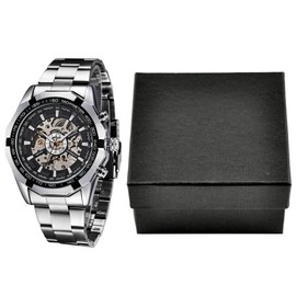 WINNER Fashion Semi-Automatic Mechanical Watch Waterproof Skeleton See-through Dial Hand-winding Top Luxury Brand Men Wristwatch