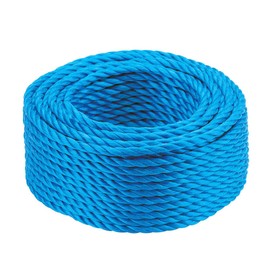 Blue Polypropylene Rope 30m Long 6mm Rope Maximum Breaking Load 530kg - Hard-Wearing 3-Strand Split Film Polypropylene Cord - Strong Rope for Tarpaulin Strapping Items Cargo Boating Washing Line