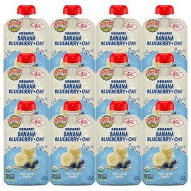 Earth's Best Organic Baby Food Pouches, Wholesome Breakfast Puree for Babies 6 Months and Older, Organic Banana Blueberry and Oat Puree, 3.5 oz Resealable Pouch (Pack of 12)