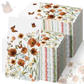 Seajan 200 Pcs Disposable Hand Towels for Bathroom Paper Guest Napkins Floral Guest Towels Paper Napkins Paper Towels Disposable Guest Napkins for Bathroom Wedding (Flower Style)