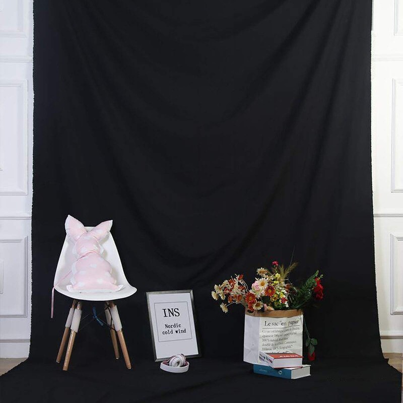 HMTfoto Background Solid Black Backdrop Muslin Portrait Background Screen for