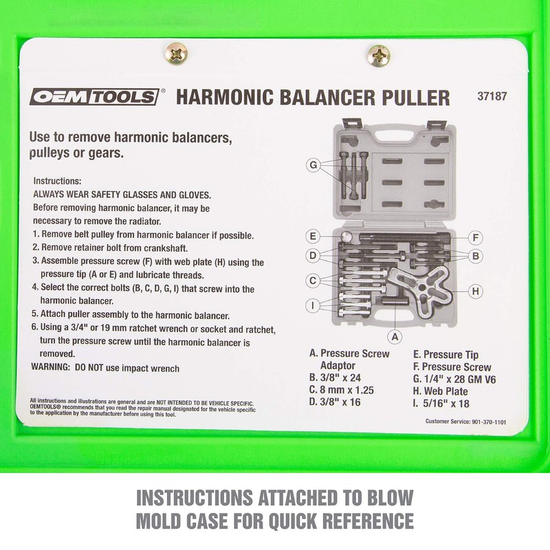 OEMTOOLS 37187 Harmonic Balancer Puller Kit - Heat-Treated Steel Puller