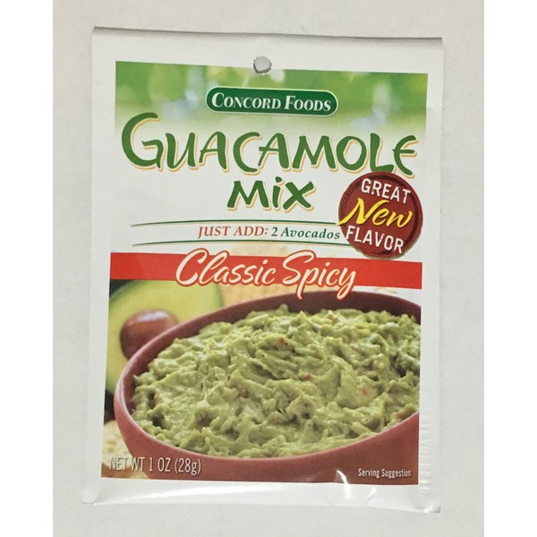 Concord Foods, Guacamole Mix, Classic Spicy, 1oz Packet (Pack of 6)