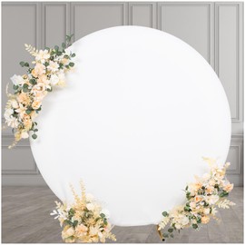 7.2x7.2ft White Round Backdrop Cover White Circle Backdrop Cover Round Fabric Photo Background for Photography Party Birthday Wedding Baby Shower Home Decorations
