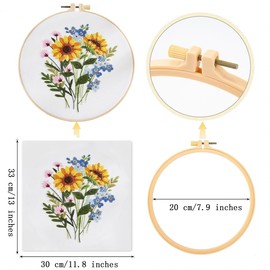 Traziewell Cross Stitch Kits for Beginners Embroidery Starter Kit with Pattern and Instructions Includes Embroidery Clothes Hoops Color Threads Needle Kit, 0118