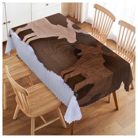 Swono Moose Tablecloths Snow Wooden Deer Moose Christmas Reindeer Kitchen Dinning Tabletop Decoration, Polyester Table Cover for Indoor Outdoor 50x72 Inch Tablecloth
