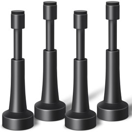 4PCS Spring Door Stoppers, Aluminum Door Stoppers for Bottom of Door, Hydraulic Shock Absorbent Technology, Matte Silicone Tip Black Door Stopper, 4.33 Inch Height (4, Black)