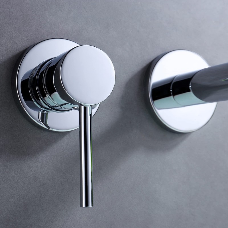sumerain Single Handle Left-Handed Wall Mount Bathroom Faucet in Chrome