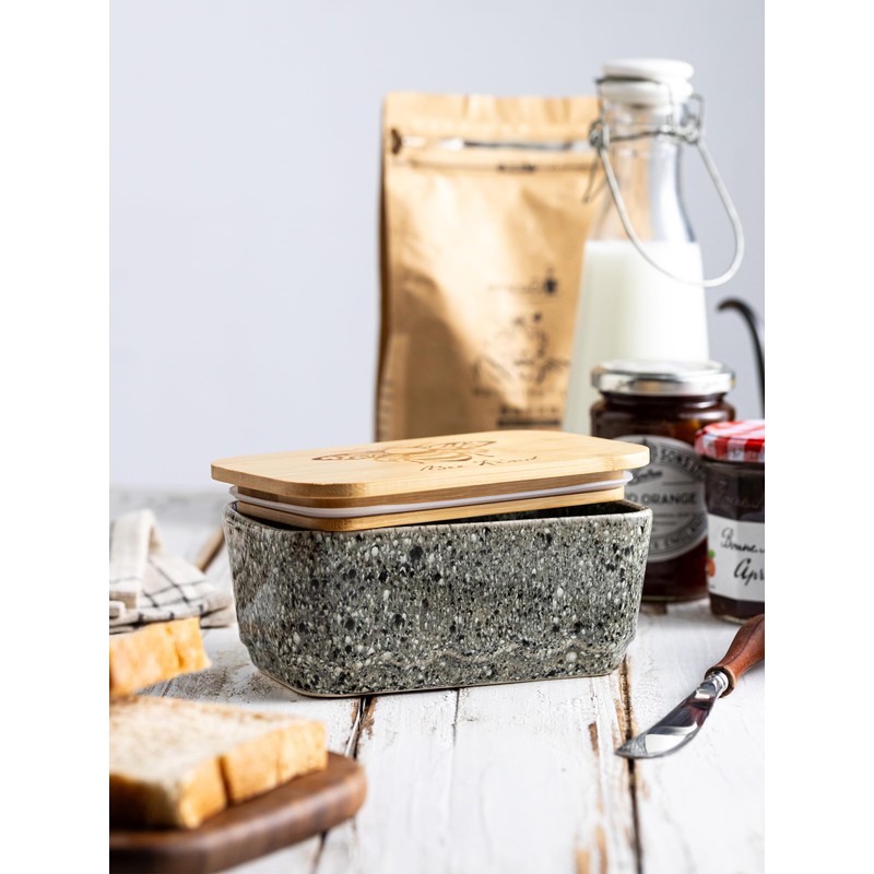 YHOJOY Ceramic Butter Dish with Lid, Covered Butter Dish for