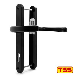 TSS UPVC Door Handles Set with Blank External (Dummy) - Lever/Lever - 92mm PZ (Centres) - 215mm Screw to Screw - Backplate 246mm X 32mm Replacement Dummy UPVC Door Handles (Black)