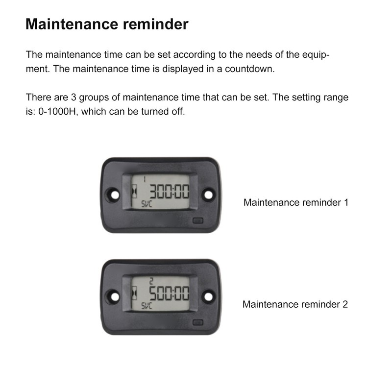 Vibration Activated Hour Meter Wireless Digital Maintenance Reminder Hour Gauge