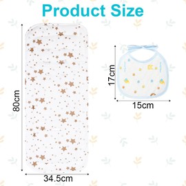 AOGOE Baby Pushchair Seat Liner, Reversible Pram Liner with Bibs, Universal 100% Cotton Pushchair Liner Stroller Seat Pad, Breathable Buggy Seat Cover, Washable Warm Infant Seat Mat for Most Pushchair