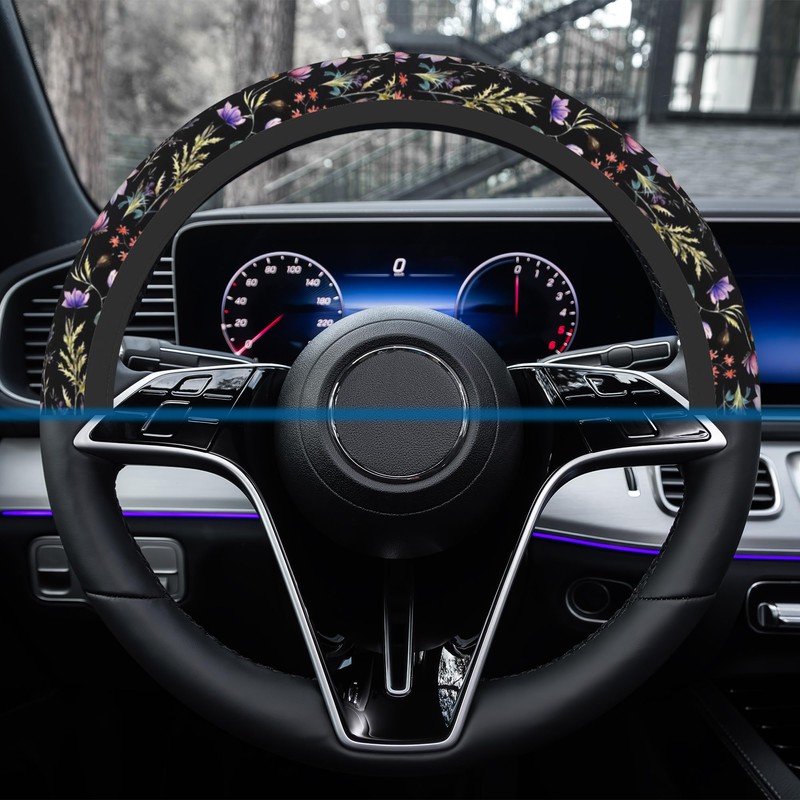 Car Steering Wheel Cover, Steering Wheel Protective Cover Wildflower