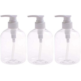 3PCS 500ml Refillable Hand Sanitizer Soap Pump Bottles - PET Plastic Emulsion Dispenser for Cosmetic Shampoo, Lotions, Essential Oils, Conditioners, and Soaps - Transparent