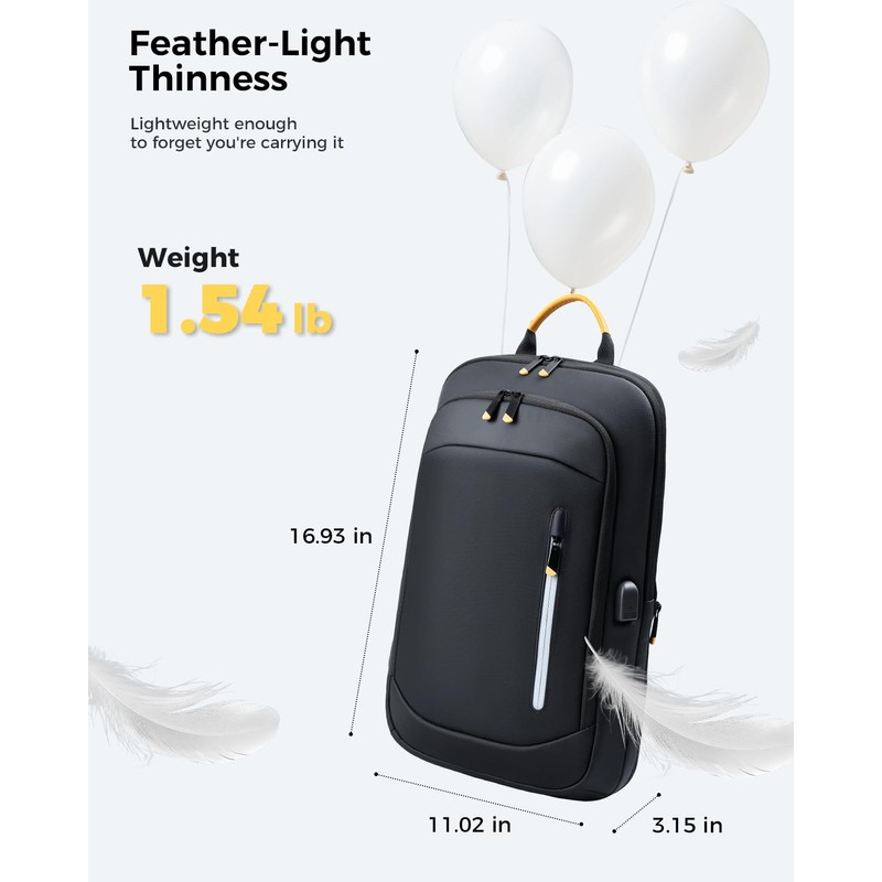 Lekespring Slim Laptop Backpack for Men, 15.6 Inch Expandable Business