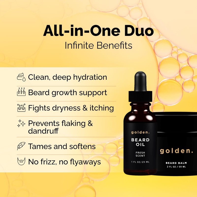 Golden Grooming Beard Bundle for Black Men | Natural Beard