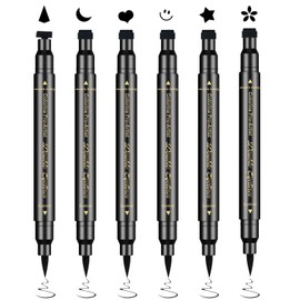 Ownest 6 Pcs Waterproof Smudge-proof Eyeliner Stamp Pen Set - Eyeliner Tattoo Tool with Smiley, Triangle, Heart, Star, Moon, Flower