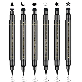 Ownest 6 Pcs Waterproof Smudge-proof Eyeliner Stamp Pen Set - Eyeliner Tattoo Tool with Smiley, Triangle, Heart, Star, Moon, Flower