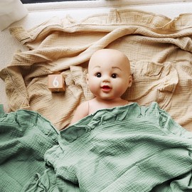 Organic Muslin Baby Blankets, Cotton Crib Blanket for Baby Infant Toddler, Super Soft and Lightweight Nursery Blankets 47"x47"| Perfect for Boys & Girls (Green)