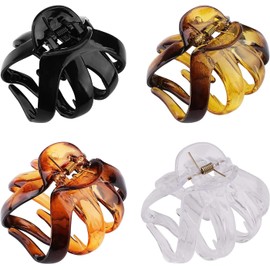 4PCS Extra Large Hair Clips for Thick Hair Hair Claw Clips Big Octopus Hair Clip for Women Girls Jumbo Premium Cute Strong Hold Hair Claw Clips Big Hair Jaw Clips for All Hair Types (Style1, One size)
