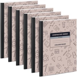 Oucaru Composition Notebook 6 Pack College Ruled, Brown Cover Notebooks for School, 70 Sheets 7-1/2"x9-3/4, Back to School Supplies Journal for K-12 Students