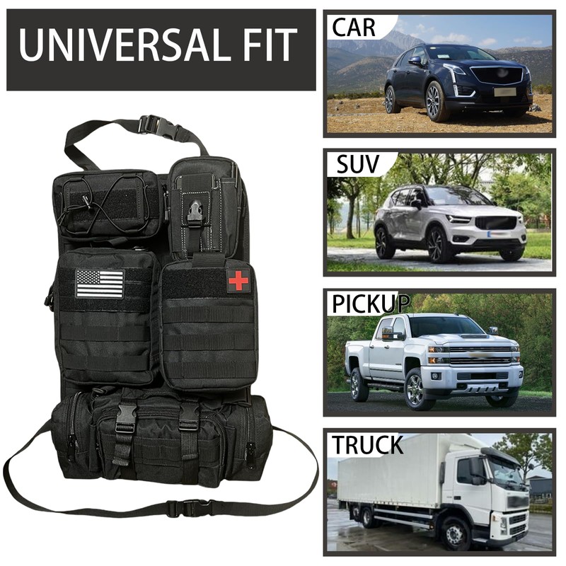 MEAUTELE 6 Pack Tactical Molle Car Seat Back Organizer Tactical